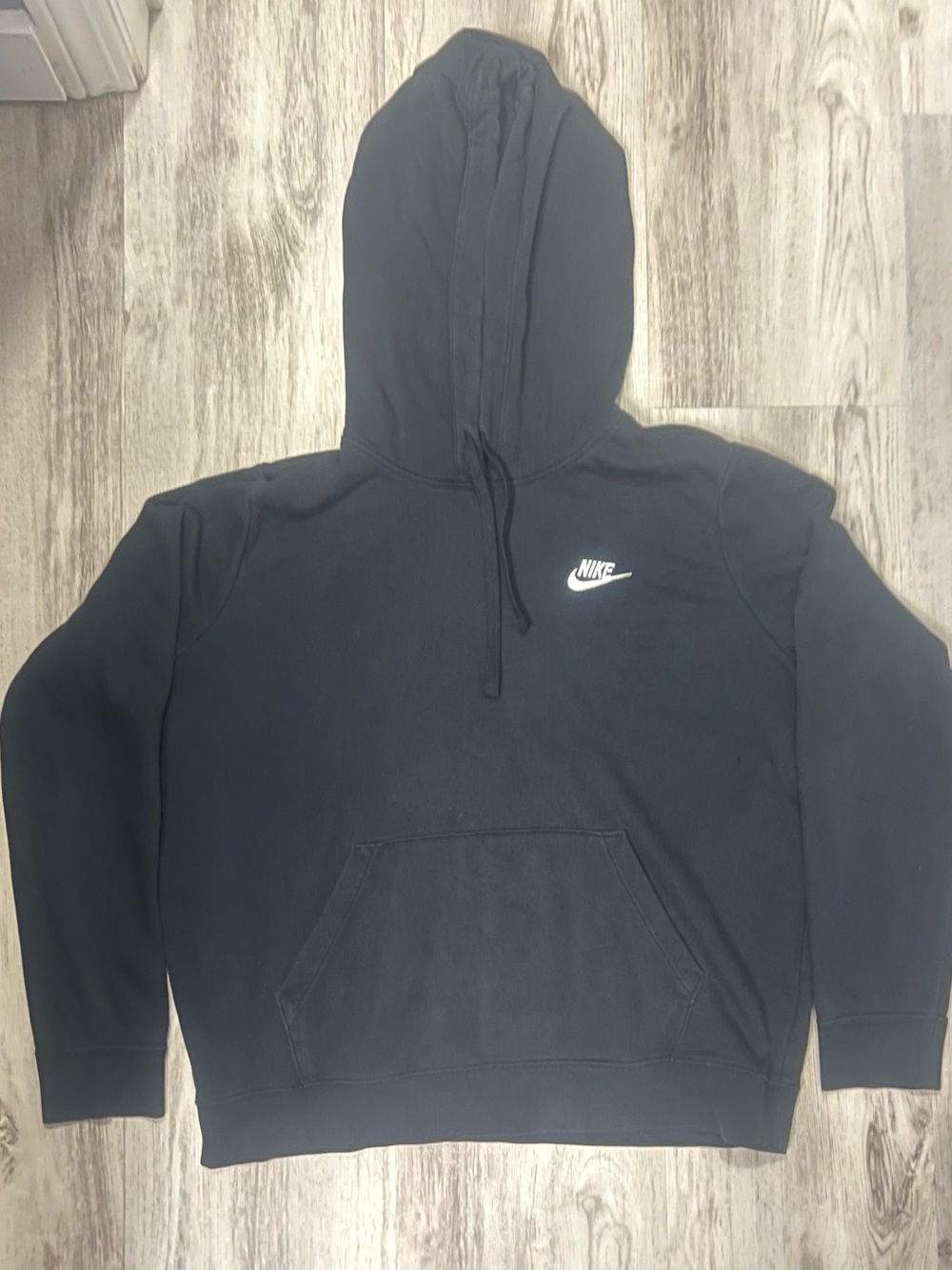 Nike Black Hoodie with White Swoosh Tag